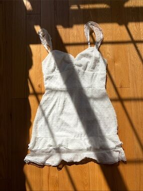 Lucy in the Sky LA White Swiss Dot Ruffle Mini Dress Size Medium